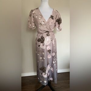 Great Lake Fashion Floral Chiffon Boho Midi Dress NWOT
